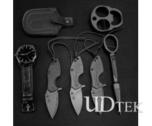 Carbon fiber Damascus and D2 blade mini pocket folding knife tool UD19028